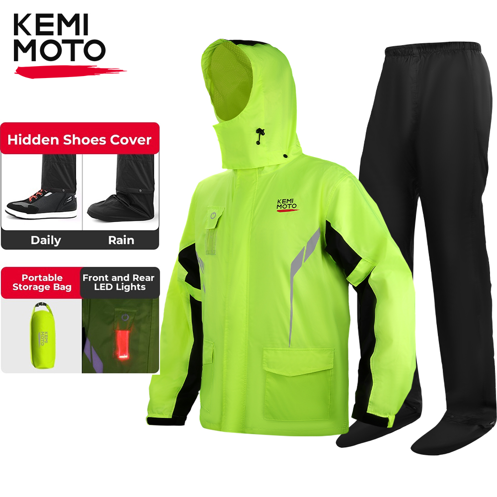 Motorcycle Gear Cycle - KEMIMOTO Unisex Waterproof Raincoat Set with