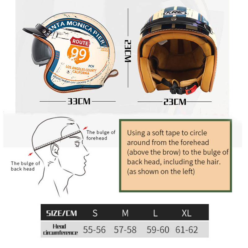 Adult Motorcycle Helmet Vintag - Motorcycle Gear Store のレビューと価格