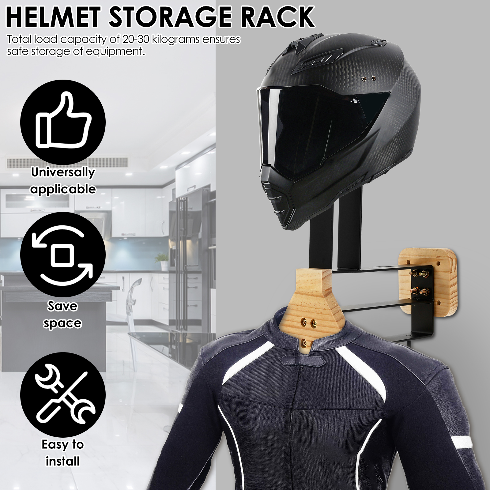 Motorcycle Helmet Rack Wooden  - Motorcycle Gear Hanger のレビューと価格