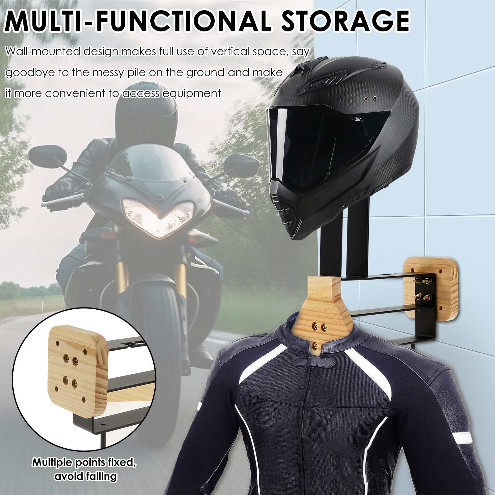 Motorcycle Helmet Rack Wooden  - Motorcycle Gear Hanger のレビューと価格