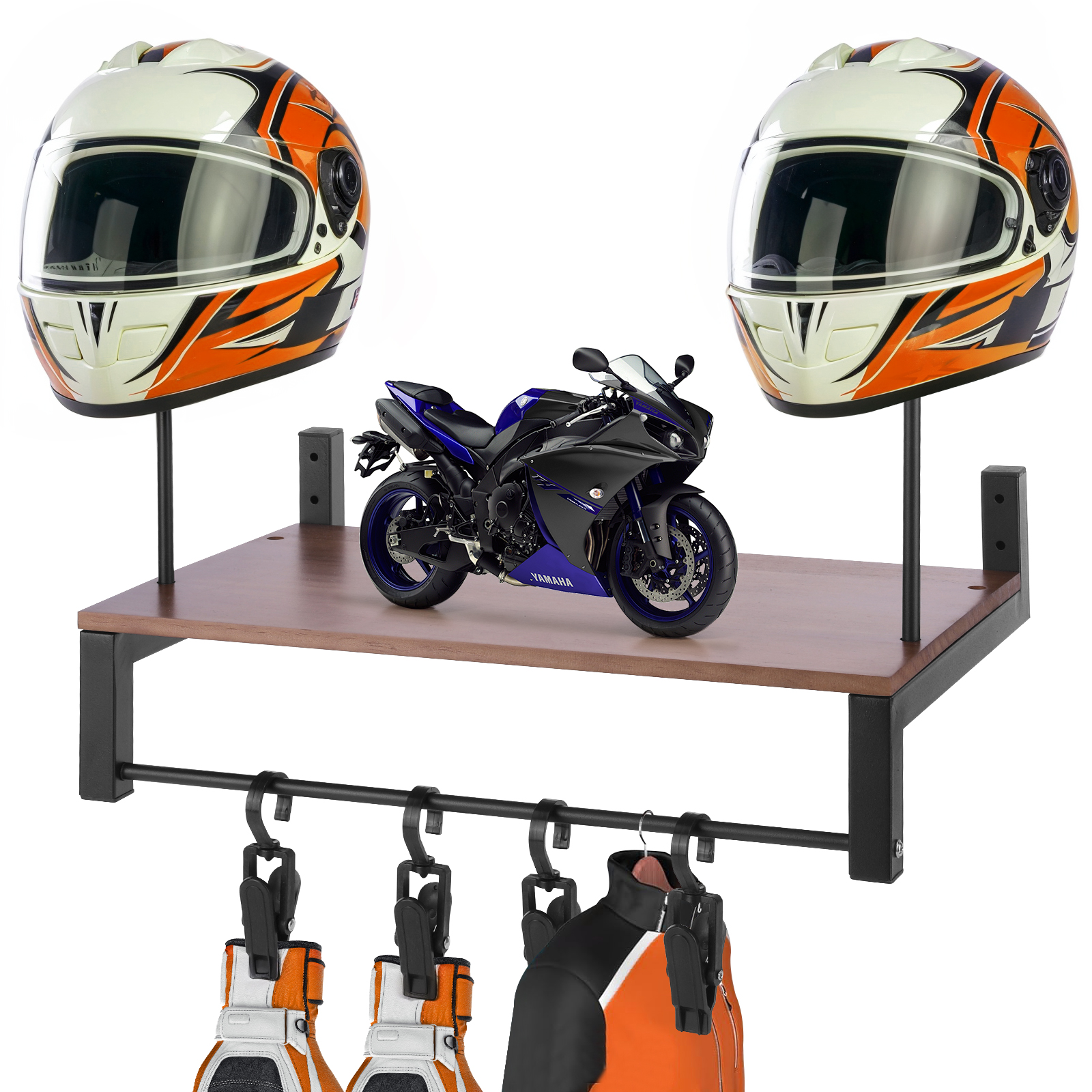 Wooden Motorcycle Helmet Holde - Motorcycle Gear Hanger のレビューと価格