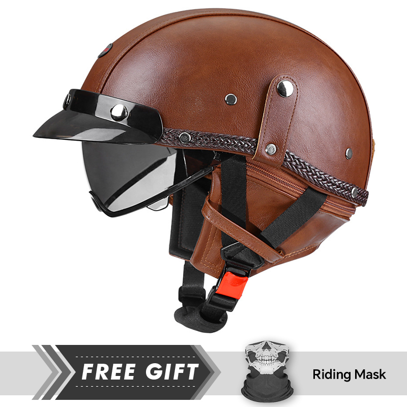 Motorcycle Half Helmet Leather - Motorcycle Gear Store のレビューと価格