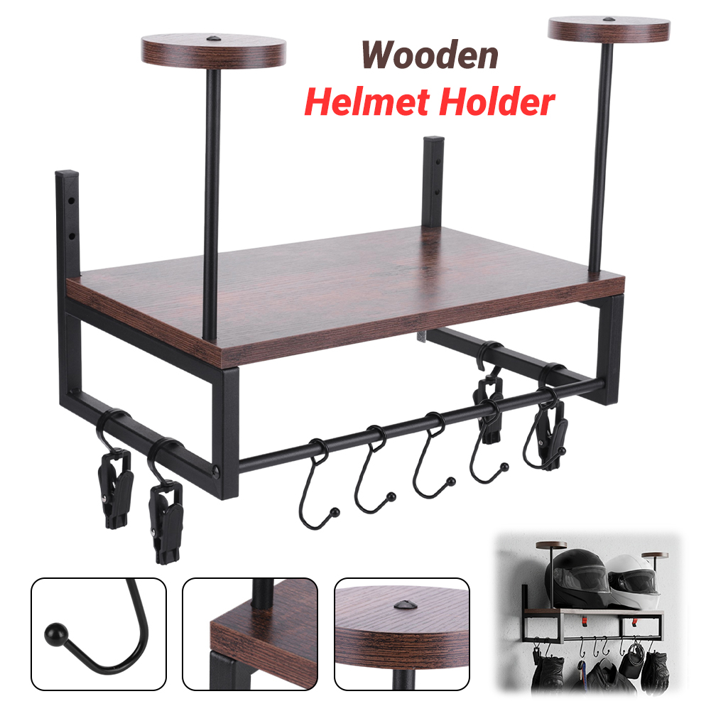 Wooden Motorcycle Helmet Holde - Motorcycle Gear Hanger のレビューと価格