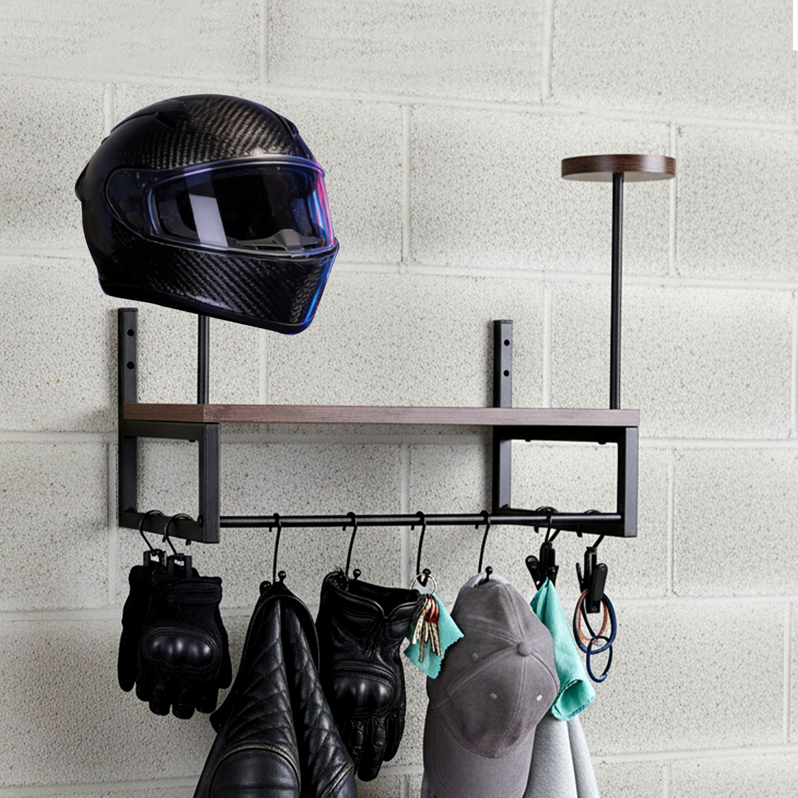 Wooden Motorcycle Helmet Holde - Motorcycle Gear Hanger のレビューと価格