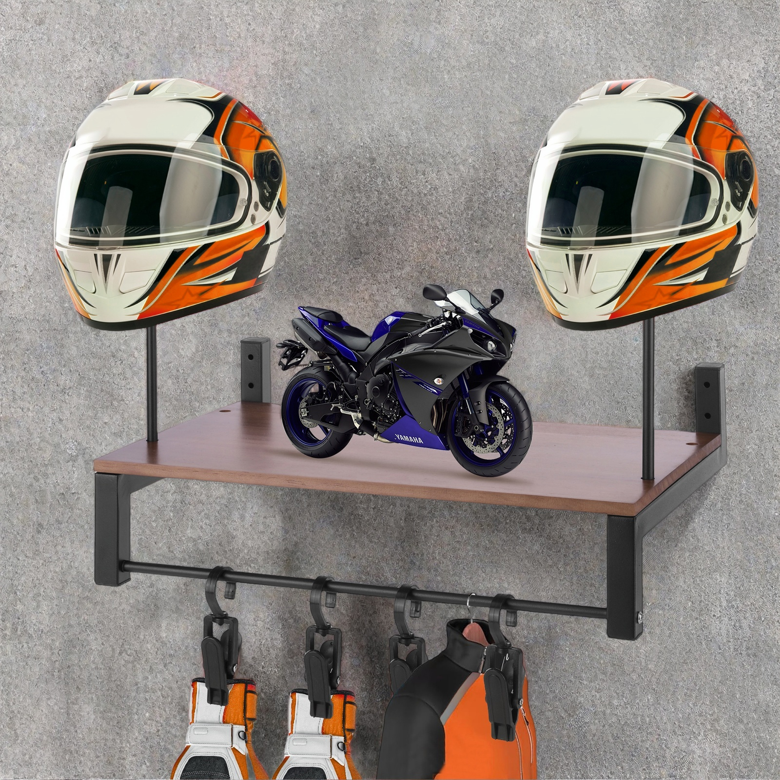 Wooden Motorcycle Helmet Holde - Motorcycle Gear Hanger のレビューと価格