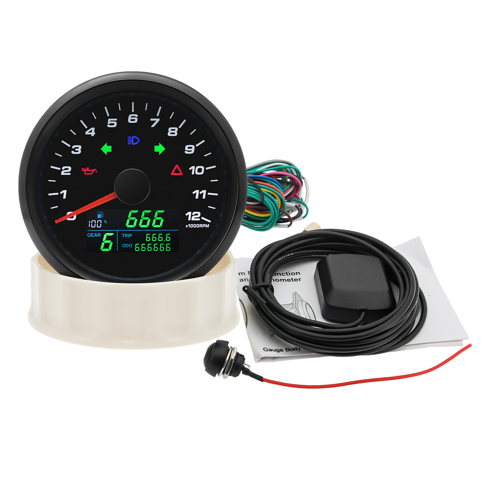 6 in 1  0-12000RPM Tachometer  - Motorcycle Gear Levels のレビューと価格