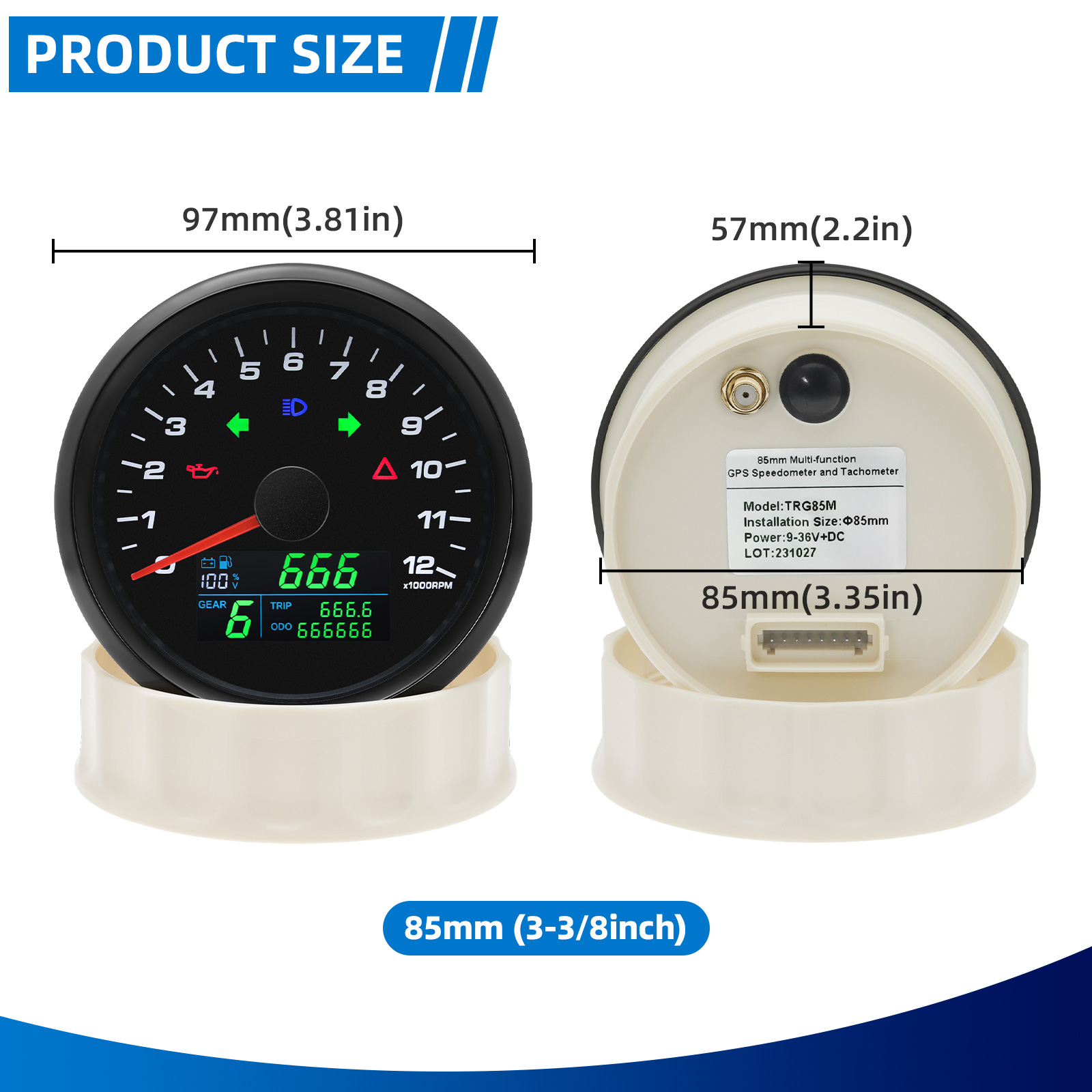6 in 1  0-12000RPM Tachometer  - Motorcycle Gear Levels のレビューと価格