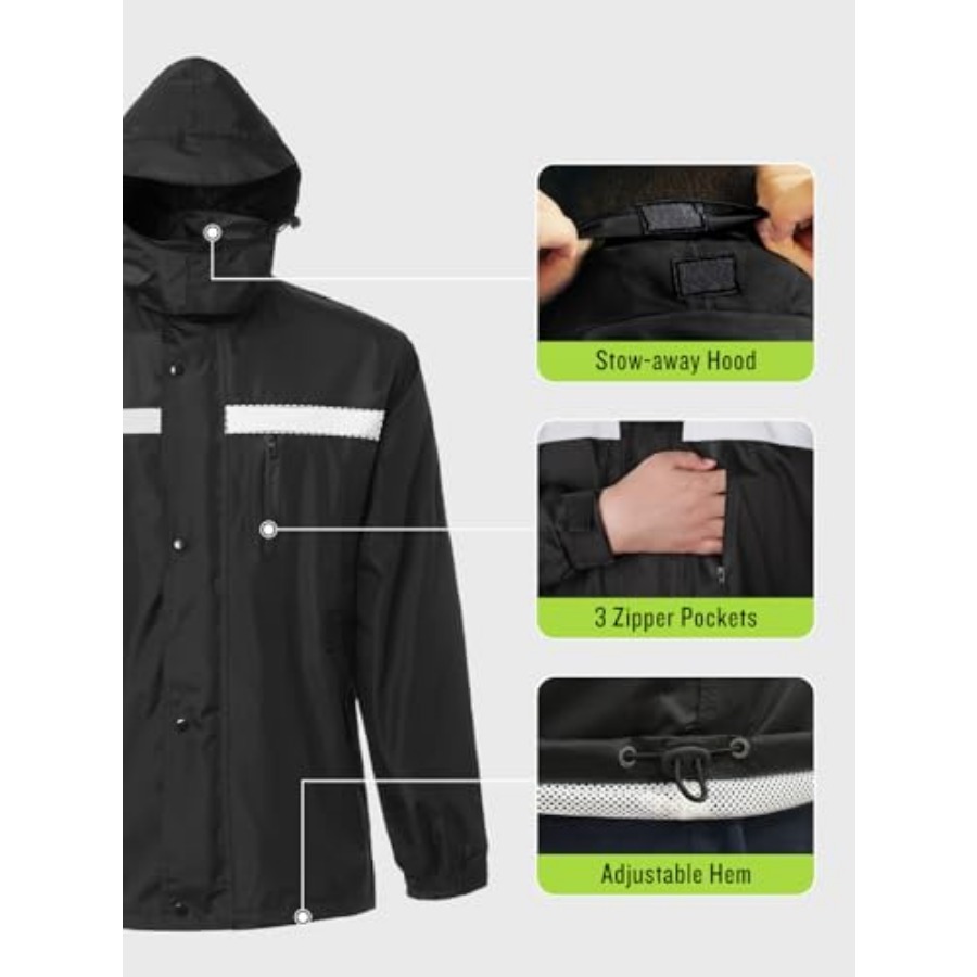 Men's Rain Suit High Visibilit - Motorcycle Rain Suit のレビューと価格