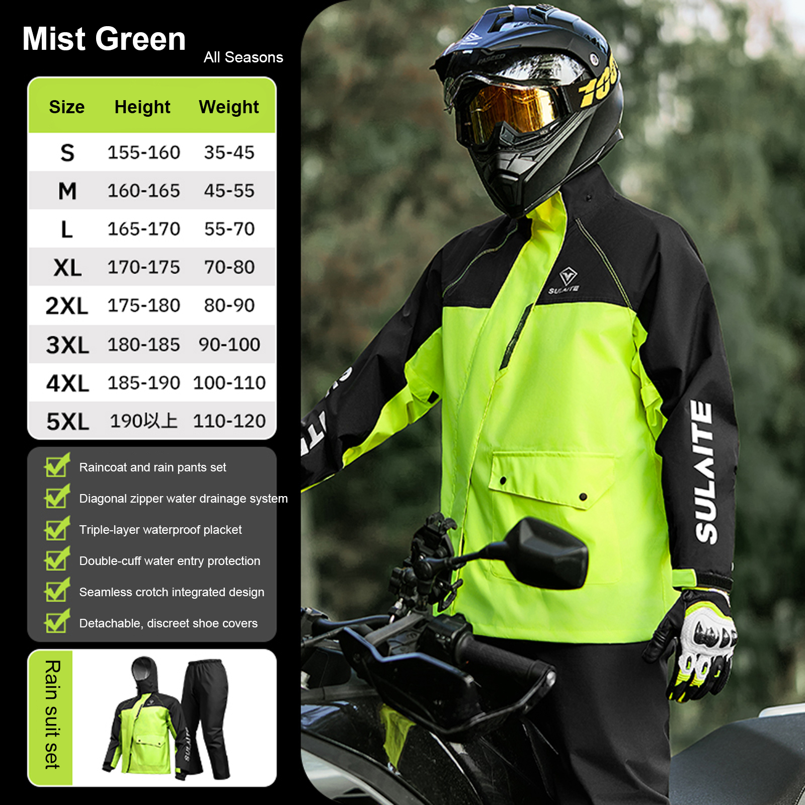 Motorcycle Rain Suit for Men & - Motorcycle Gear Cycle のレビューと価格