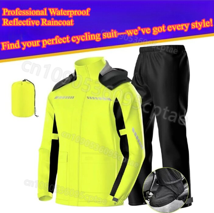 Waterproof Split Motorcycle Ra - Motorcycle Rain Suit のレビューと価格