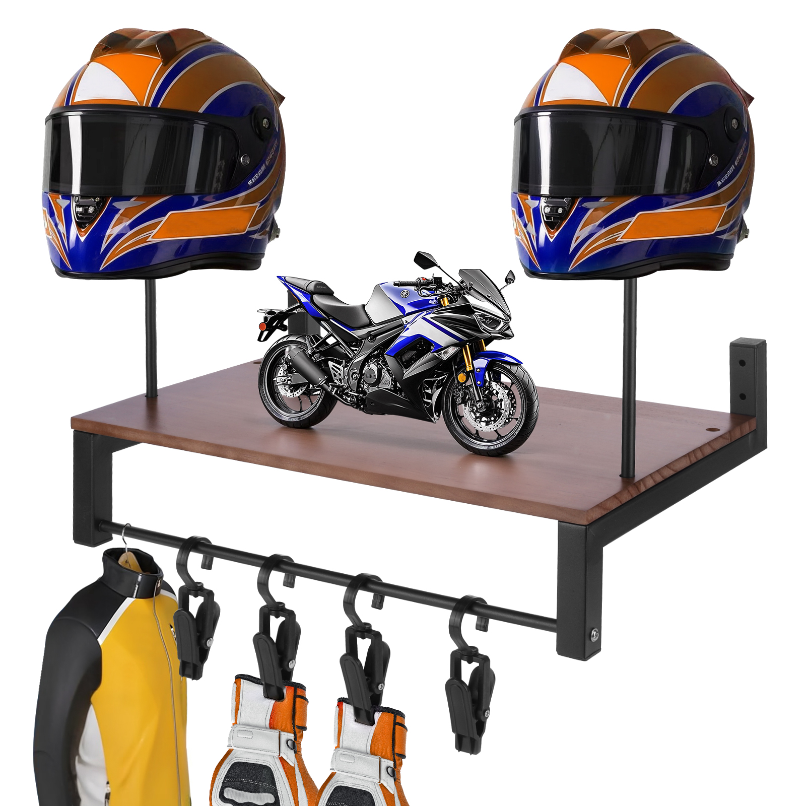 Wooden Motorcycle Helmet Holde - Motorcycle Gear Hanger のレビューと価格