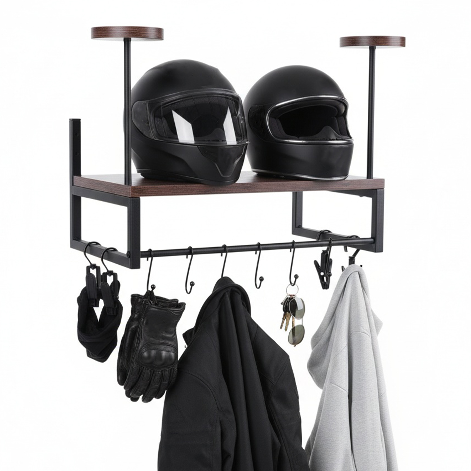 Wooden Motorcycle Helmet Holde - Motorcycle Gear Hanger のレビューと価格