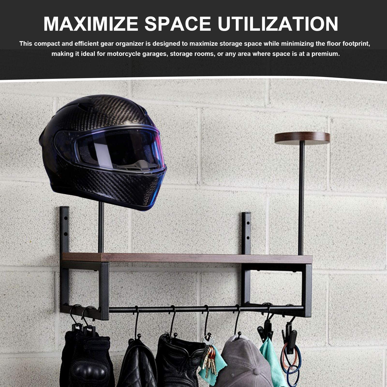 Wooden Motorcycle Helmet Holde - Motorcycle Gear Hanger のレビューと価格